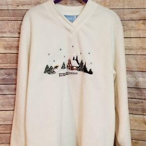 Embroidered fleece pullover xl
